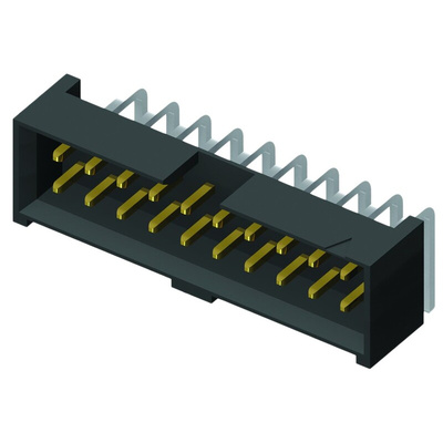 Samtec STMM Series Right Angle Through Hole PCB Header, 26 Contact(s), 2.0mm Pitch, 2 Row(s), Shrouded