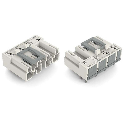 Wago 770 Series Angled PCB Mount PCB Header, 4 Contact(s), 10mm Pitch, 1 Row(s), Shrouded