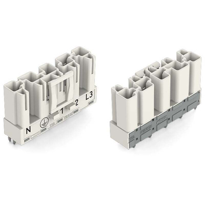 Wago 770 Series Straight PCB Mount PCB Header, 5 Contact(s), 10mm Pitch, 1 Row(s), Shrouded