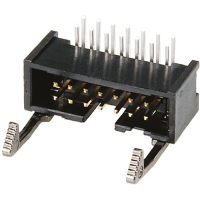 TE Connectivity AMP-LATCH Series Right Angle Through Hole PCB Header, 14 Contact(s), 2.54mm Pitch, 2 Row(s), Shrouded