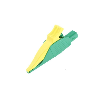 Staubli Crocodile Clip, Brass Contact, 32A, Green, Yellow