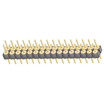 Samtec TD Series Straight Through Hole Pin Header, 32 Contact(s), 2.54mm Pitch, 2 Row(s), Unshrouded