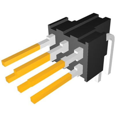 TE Connectivity AMPMODU MOD II Series Right Angle Through Hole Pin Header, 6 Contact(s), 2.54mm Pitch, 2 Row(s),