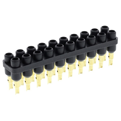Staubli Straight PCB Socket, 20-Contact, 2-Row, 6mm Pitch, Solder Termination