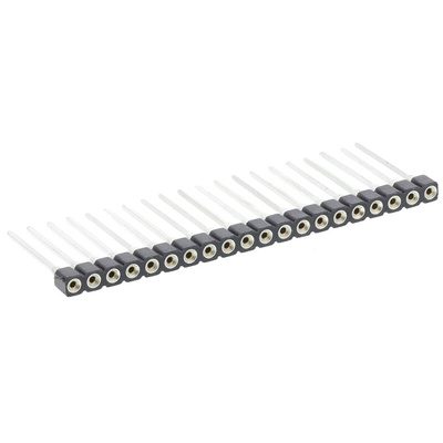 HARWIN D01 Series Straight Through Hole Mount PCB Socket, 20-Contact, 1-Row, 2.54mm Pitch, Wire Termination