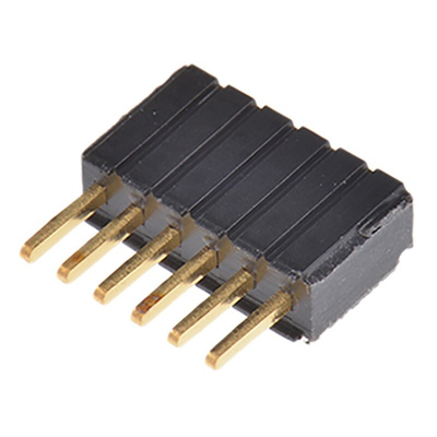 Samtec Straight Through Hole Mount PCB Socket, 6-Contact, 1-Row, 1.27mm Pitch, Solder Termination
