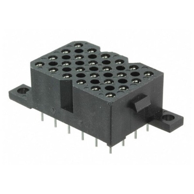 Souriau SMS Series Straight PCB Mount PCB Socket, 24-Contact, 4-Row, 5.08mm Pitch, Solder Termination