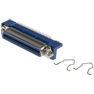 RS PRO Right Angle Through Hole Mount PCB Socket, 50-Contact, 2.16mm Pitch, Solder Termination