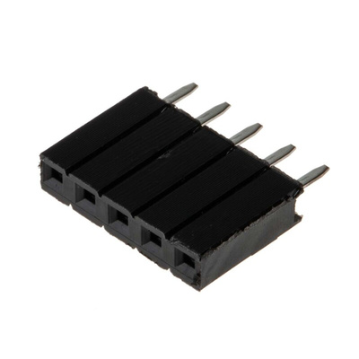 RS PRO Straight Through Hole Mount PCB Socket, 5-Contact, 1-Row, 2.54mm Pitch, Solder Termination