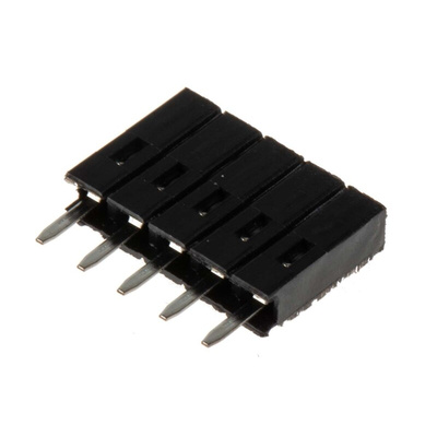 RS PRO Straight Through Hole Mount PCB Socket, 5-Contact, 1-Row, 2.54mm Pitch, Solder Termination