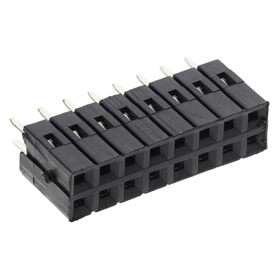 RS PRO Straight Through Hole Mount PCB Socket, 16-Contact, 2-Row, 2.54mm Pitch, Solder Termination