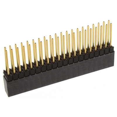 Samtec ESQ Series Straight Through Hole Mount PCB Socket, 40-Contact, 2-Row, 2.54mm Pitch, Solder Termination
