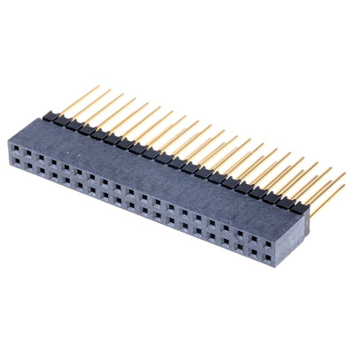 Samtec ESQ Series Straight Through Hole Mount PCB Socket, 40-Contact, 2-Row, 2.54mm Pitch, Solder Termination
