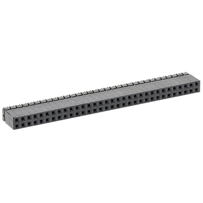 Samtec ESQ Series Straight Through Hole Mount PCB Socket, 64-Contact, 2-Row, 2.54mm Pitch, Solder Termination