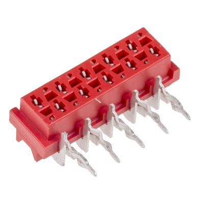 TE Connectivity Micro-MaTch Series Right Angle Through Hole Mount PCB Socket, 10-Contact, 2-Row, 2.54mm Pitch, Solder