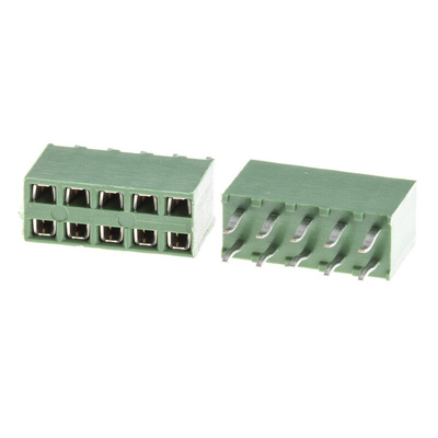 TE Connectivity AMPMODU HV100 Series Straight Through Hole Mount PCB Socket, 10-Contact, 2-Row, 2.54mm Pitch, Solder