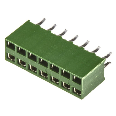 TE Connectivity AMPMODU HV100 Series Straight Through Hole Mount PCB Socket, 14-Contact, 2-Row, 2.54mm Pitch, Solder