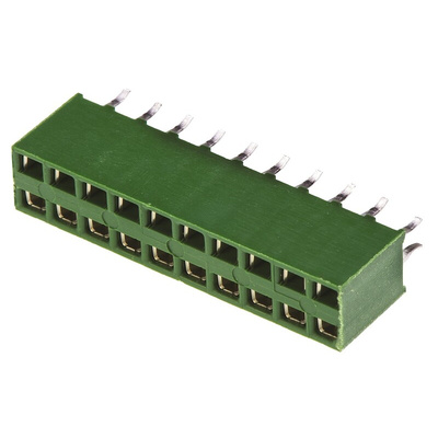 TE Connectivity AMPMODU HV100 Series Straight Through Hole Mount PCB Socket, 20-Contact, 2-Row, 2.54mm Pitch, Solder