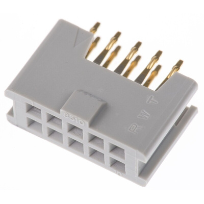 3M 8500 Series Straight Through Hole Mount PCB Socket, 10-Contact, 2-Row, 2.54mm Pitch, Solder Termination