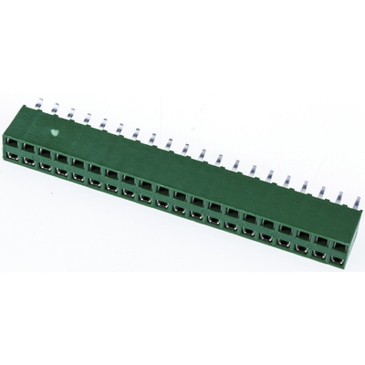 TE Connectivity AMPMODU HV100 Series Straight Through Hole Mount PCB Socket, 40-Contact, 2-Row, 2.54mm Pitch, Solder