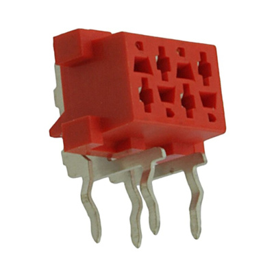 TE Connectivity Micro-MaTch Series Right Angle Through Hole Mount PCB Socket, 4-Contact, 2-Row, 2.54mm Pitch, Solder