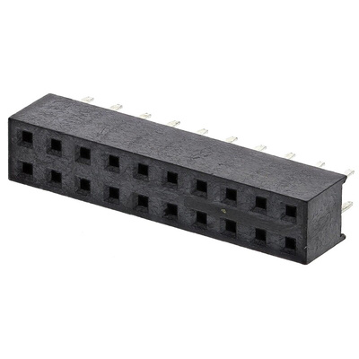 HARWIN Straight Through Hole Mount PCB Socket, 20-Contact, 2-Row, 2mm Pitch, Solder Termination