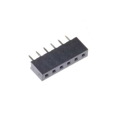 HARWIN Straight Through Hole Mount PCB Socket, 6-Contact, 1-Row, 2mm Pitch, Solder Termination