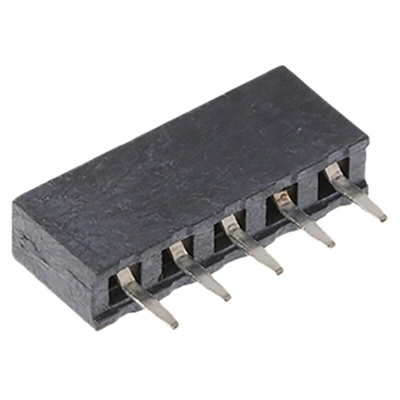 HARWIN Straight Through Hole Mount PCB Socket, 5-Contact, 1-Row, 2mm Pitch, Solder Termination