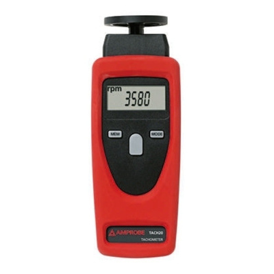 Amprobe TACH20 Tachometer, Best Accuracy ±0.02% + 1 Digit Contact, Non Contact LCD 9999 rpm, 99999 rpm