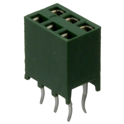 TE Connectivity AMPMODU HV100 Series Straight Through Hole Mount PCB Socket, 6-Contact, 2-Row, 2.54mm Pitch, Solder