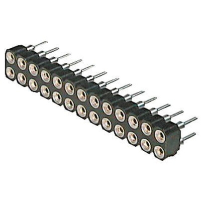ASSMANN WSW AWD Series Straight Through Hole Mount PCB Socket, 20-Contact, 2-Row, 2.54mm Pitch, Solder Termination