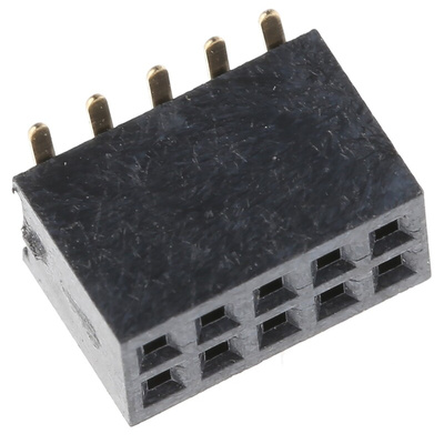 HARWIN Straight Surface Mount PCB Socket, 10-Contact, 2-Row, 1.27mm Pitch, Solder Termination