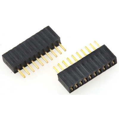HARWIN Straight Through Hole Mount PCB Socket, 10-Contact, 1-Row, 1.27mm Pitch, Solder Termination