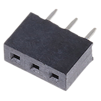 HARWIN Straight Through Hole Mount PCB Socket, 3-Contact, 1-Row, 2mm Pitch, Solder Termination