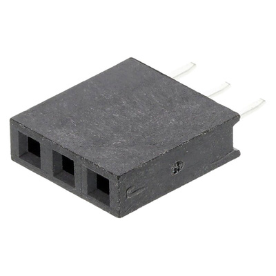 HARWIN Straight Through Hole Mount PCB Socket, 3-Contact, 1-Row, 2.54mm Pitch, Solder Termination