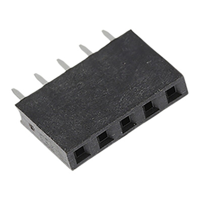 HARWIN Straight Through Hole Mount PCB Socket, 5-Contact, 1-Row, 2.54mm Pitch, Solder Termination