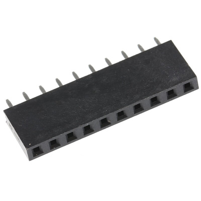 HARWIN Straight Through Hole Mount PCB Socket, 10-Contact, 1-Row, 2.54mm Pitch, Solder Termination