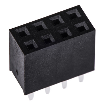 HARWIN Straight Through Hole Mount PCB Socket, 8-Contact, 2-Row, 2.54mm Pitch, Solder Termination