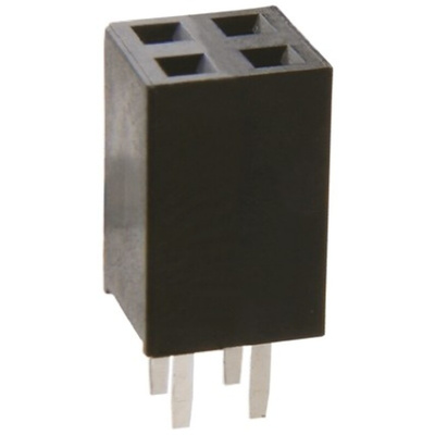 HARWIN Straight Through Hole Mount PCB Socket, 4-Contact, 2-Row, 2.54mm Pitch, Solder Termination