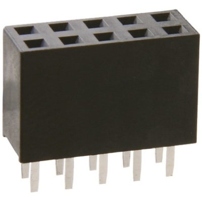 HARWIN Straight Through Hole Mount PCB Socket, 10-Contact, 2-Row, 2.54mm Pitch, Solder Termination