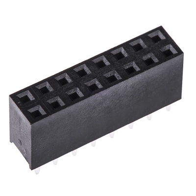 HARWIN Straight Through Hole Mount PCB Socket, 16-Contact, 2-Row, 2.54mm Pitch, Solder Termination