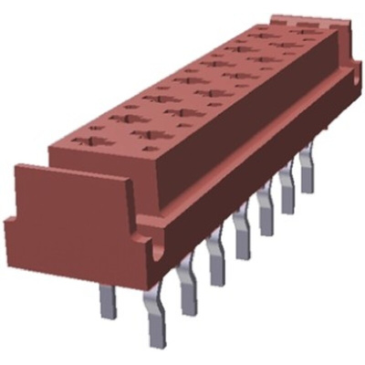 TE Connectivity Micro-MaTch Series Straight Through Hole Mount PCB Socket, 14-Contact, 2-Row, 2.54mm Pitch, Solder