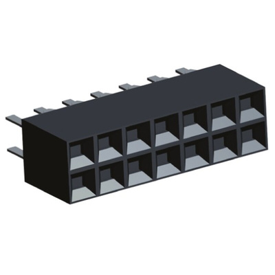 TE Connectivity AMPMODU MOD IV Series Straight Through Hole Mount PCB Socket, 14-Contact, 2-Row, 2.54mm Pitch, Solder