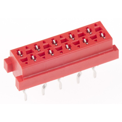 TE Connectivity Micro-MaTch Series Straight Through Hole Mount PCB Socket, 10-Contact, 2-Row, 2.54mm Pitch, Solder