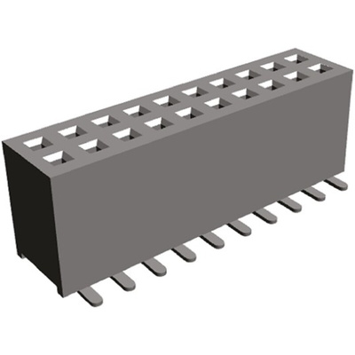 HARWIN M50-31 Series Straight Surface Mount PCB Socket, 40-Contact, 2-Row, 1.27mm Pitch, Solder Termination