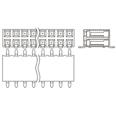 Samtec SSM Series Right Angle Surface Mount PCB Socket, 4-Contact, 2-Row, 2.54mm Pitch, Solder Termination