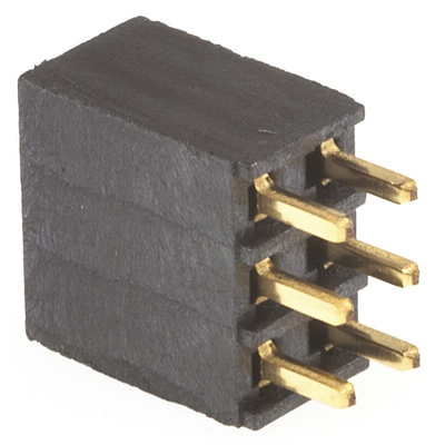 Samtec SSQ Series Straight Through Hole Mount PCB Socket, 6-Contact, 2-Row, 2.54mm Pitch, Solder Termination