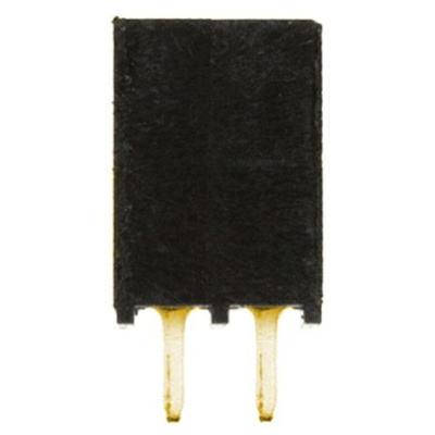 Samtec SSQ Series Straight Through Hole Mount PCB Socket, 2-Contact, 1-Row, 2.54mm Pitch, Solder Termination