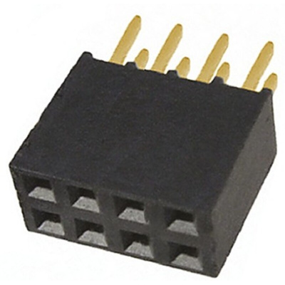 Samtec SSQ Series Straight Through Hole Mount PCB Socket, 8-Contact, 2-Row, 2.54mm Pitch, Solder Termination