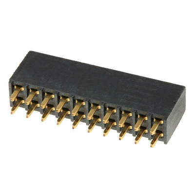 Samtec SSQ Series Straight Through Hole Mount PCB Socket, 20-Contact, 2-Row, 2.54mm Pitch, Solder Termination